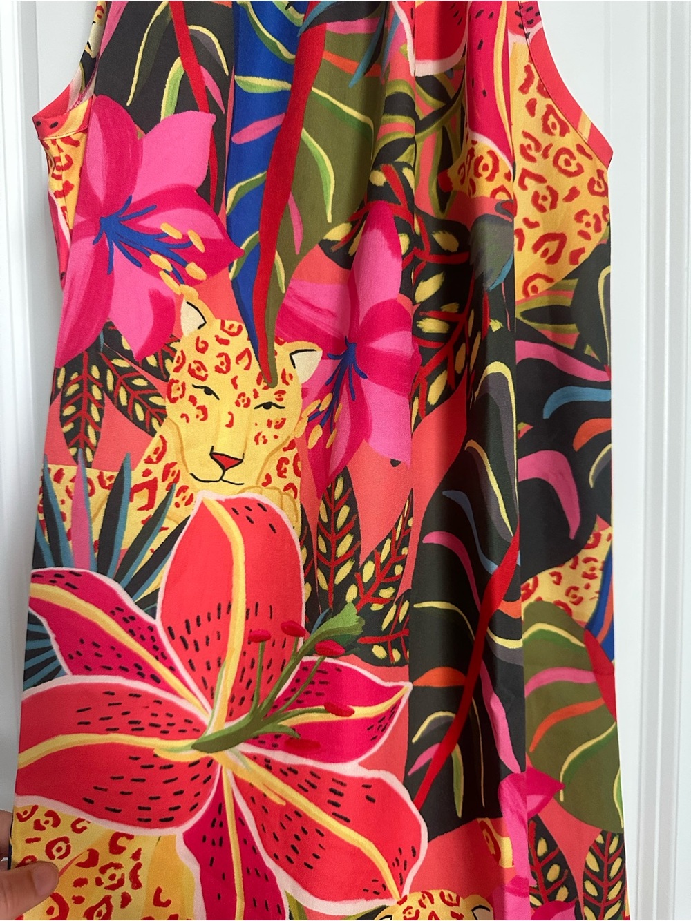 Tropical Floral Halter Dress - Pink & Multicolor